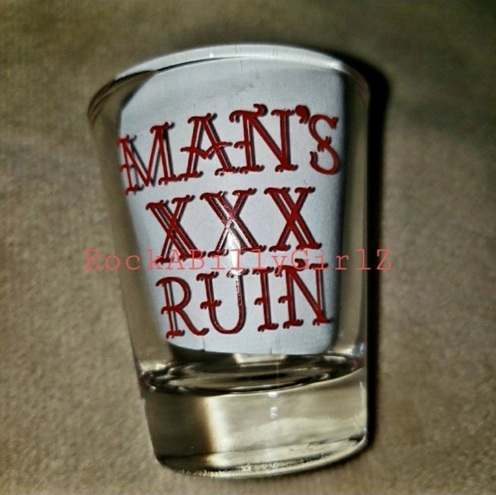 Sourpuss Red Man's XXX Ruin Tattoo Flash 1 of 3 Limited Edition 2oz Shot Glasses